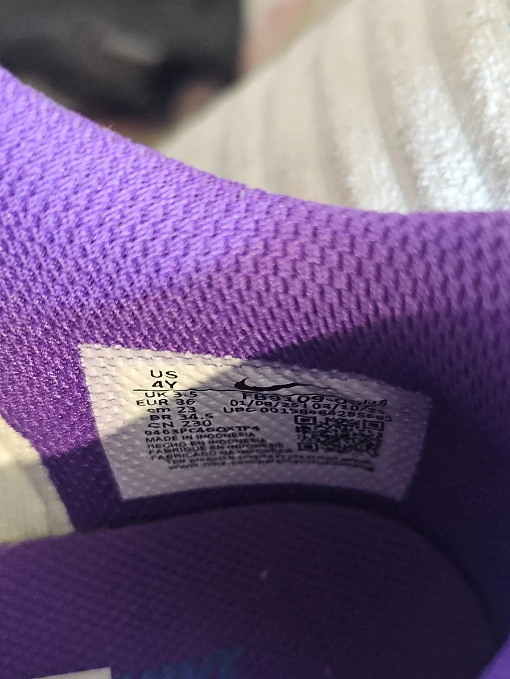 Nike Kids Sneakers Purple and White